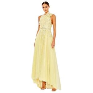 MAC DUGGAL Dress Size 2 Evening Gown Sequin Lemon Yellow NEW Sleeveless Floral